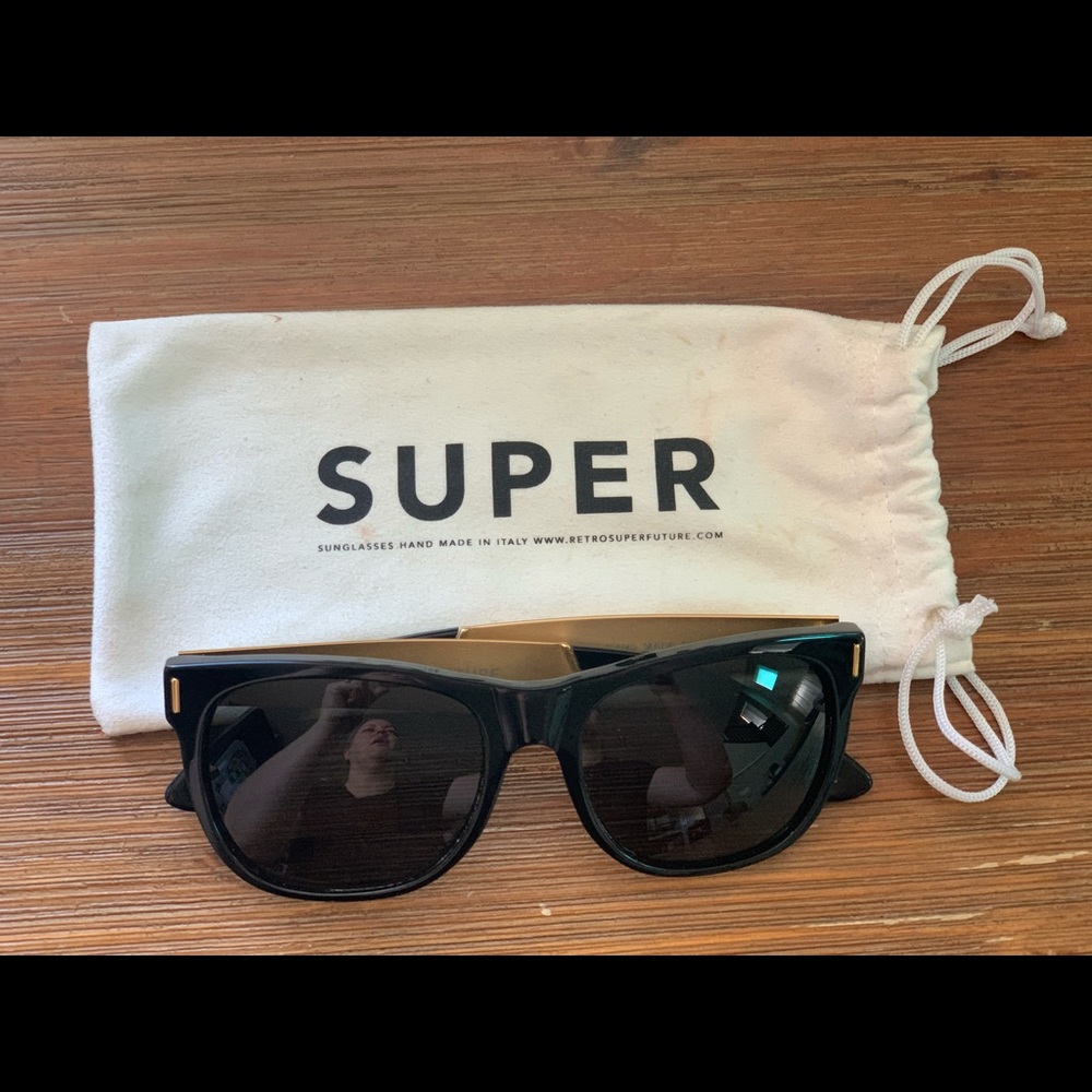 Super Sunglasses Black with Gold Accents